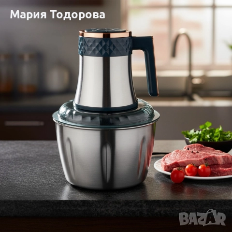 Многофункционален кухненски чопър Kitchen Expert 3L SUS 304 – бързо мели, реже и пюрира без усилие, снимка 2 - Друга електроника - 52976086