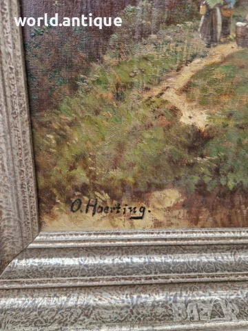 Топ - Уникална антикварна огромна авторска майсторска картина масло върху платно , снимка 8 - Антикварни и старинни предмети - 53210599