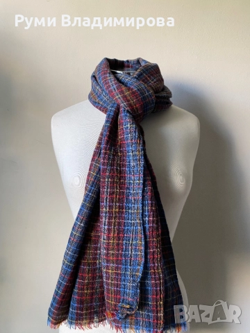 Кариран, италиански, мъжки шал от 100 % вълна, снимка 2 - Шалове - 52788406