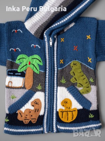 Синя перуанска детска жилетка, размери от 0 до 7 години, снимка 3 - Детски пуловери и жилетки - 35531238