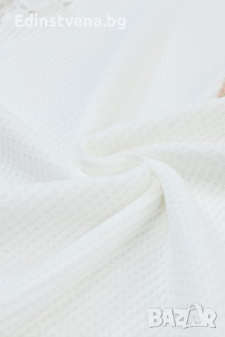 Дамска блуза в бяло с ефектно деколте и бродирани ръкави, снимка 13 - Блузи с дълъг ръкав и пуловери - 43118094
