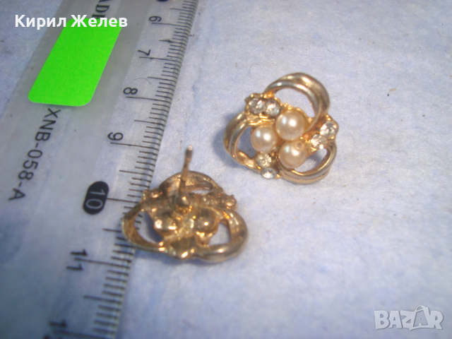 СТАРИ ПОЗЛАТЕНИ с КРИСТАЛЧЕТА АРТ ДЕКО ПЕРЛЕНИ ОБЕЧКИ 8628, снимка 4 - Антикварни и старинни предмети - 36520433