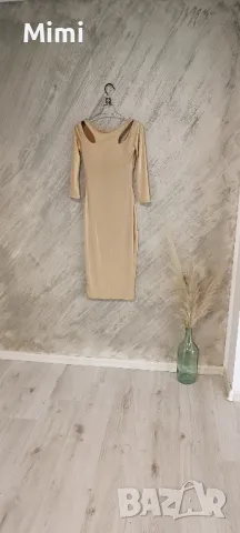 златиста рокля по тялото S до XL, снимка 2 - Рокли - 47665941