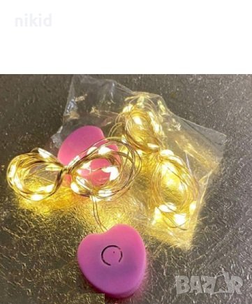 сърце 1,5 метър LED лед светещ кабел с лампички водоустойчив за украса декорация осветление 3 режима, снимка 2 - Други - 38086253