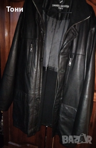 DANIEL HECHTER PARIS Оригинал Ново Мъжко Модерно Зимно Яке от Естествена Кожа L 