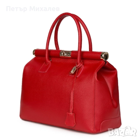 ЧАНТА ОТ ЕСТЕСТВЕНА КОЖА BIANCA, ЧЕРВЕНА