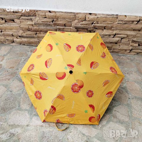 4451 Малък сгъваем чадър в калъф Плодове, с UV защита, противоветрен, снимка 3 - Други - 44127309