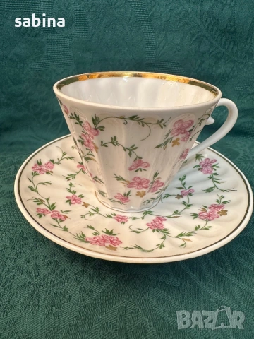 Руски порцелан-двоен сет за чай на ЛФЗ Ломоносов