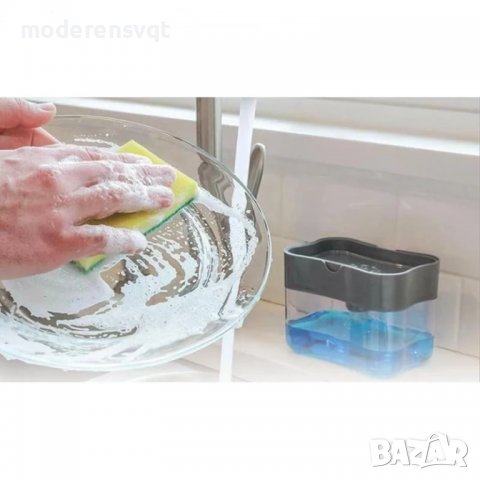 Диспенсър за течен препарат за миене с кухненска гъба, снимка 3 - Аксесоари за кухня - 37231343