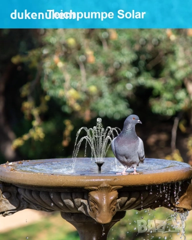 Соларен фонтан Biling 1.5W – 6 дюзи, филтър, стъклен панел, снимка 5 - Градински мебели, декорация  - 52711184