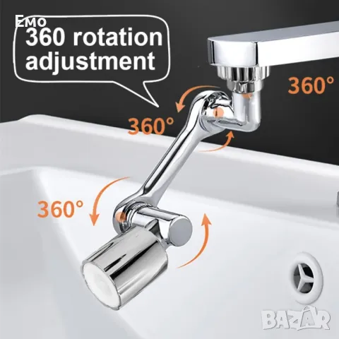 Универсален удължител за кран. 1080° Аератор. Удължаваща дюза за вода 22/24 мм, снимка 5 - Други инструменти - 47967191