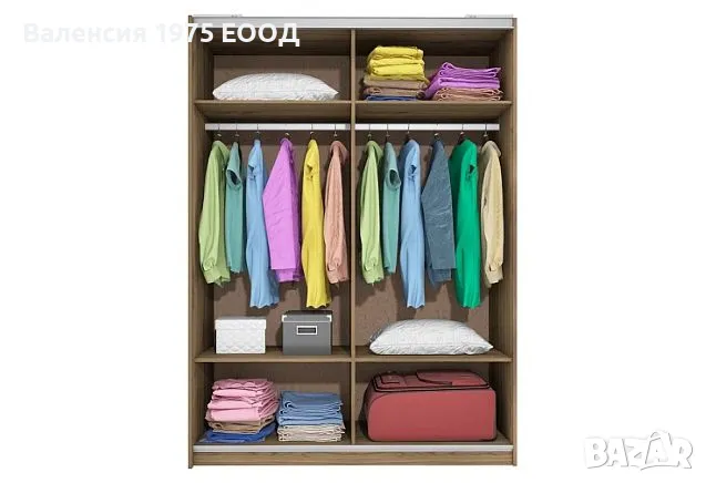 Гардероб с плъзгащи врати Сити 1034 сонома, орех или комбинация бяло/ арвен, снимка 10 - Гардероби - 46495474