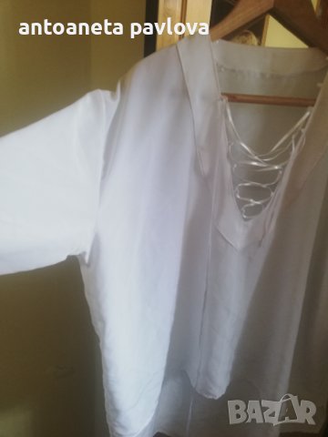 Бяла дълга  асиметрична туника -риза, снимка 6 - Туники - 38062451