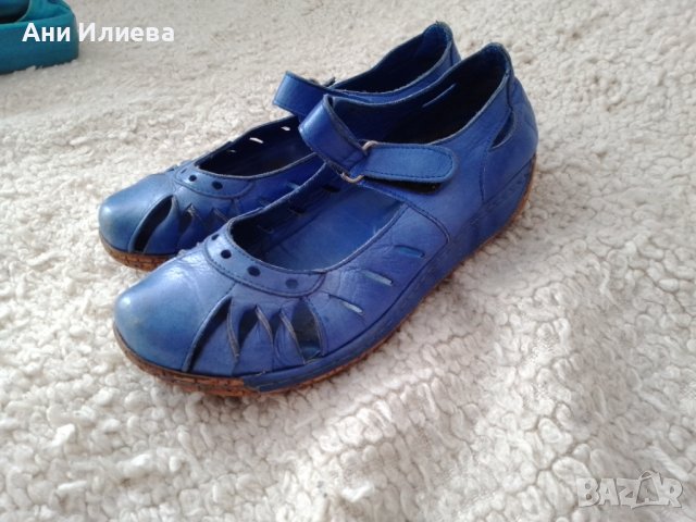 Страхотен син цвят обувки естествена кожа , снимка 6 - Дамски ежедневни обувки - 37096909