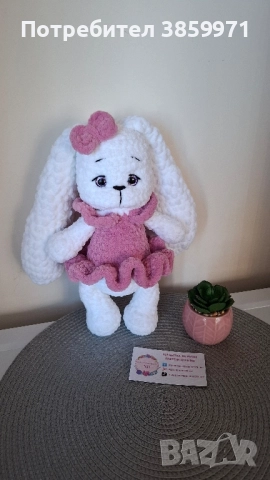 Ръчно плетено зайче , снимка 4 - Плюшени играчки - 51579736