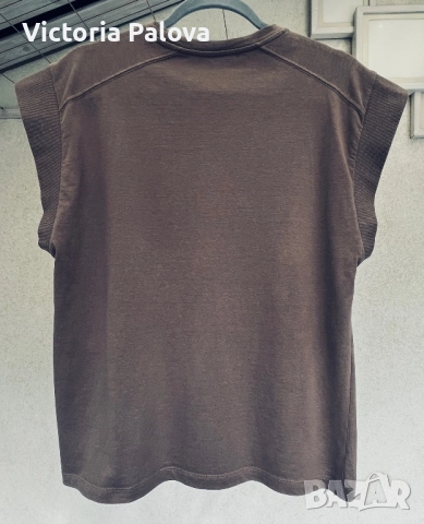 Блуза тип тениска капучино памук, снимка 4 - Тениски - 52086931