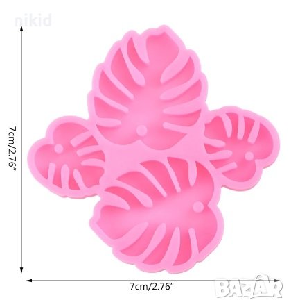 4 размера листа листо Монстера филодендрон хаваи силиконов молд форма фондан гипс обеци обеца смола, снимка 2 - Форми - 36990229
