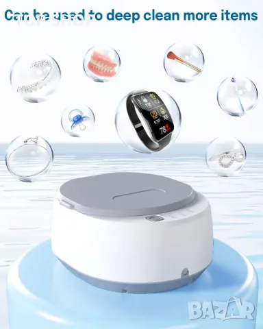 Ултразвуков уред за почистване на протези, фиксатор, бижута с 3 режима, 49kHz, 340 мл преносим, снимка 4 - Тримери - 49551967