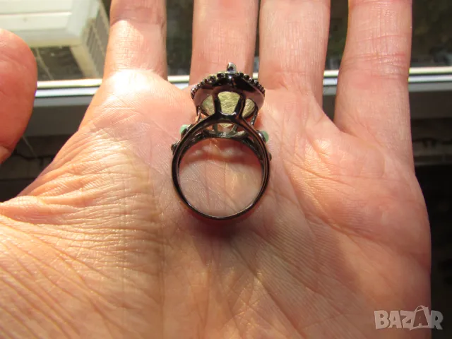 925 сребърен пръстен с рутилов кварц 22 карата, тегло 9.8гр., снимка 6 - Пръстени - 47260613