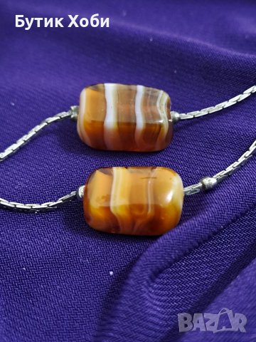 Винтидж колие бохемско стъкло , снимка 3 - Антикварни и старинни предмети - 40531625