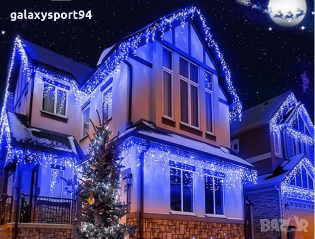 LED Топло бяла Светеща завеса 25метра х 60см с Флаш Ефект тип Висулка, снимка 6 - Лед осветление - 51645652