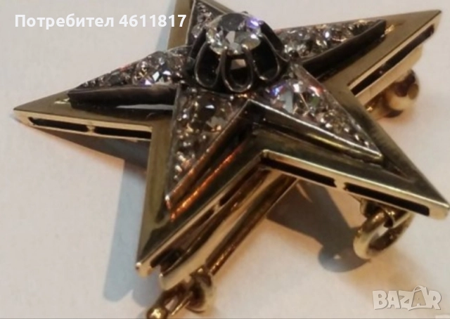 Старинна Златна брошка,висулка с диаманти, снимка 4 - Колиета, медальони, синджири - 52176686