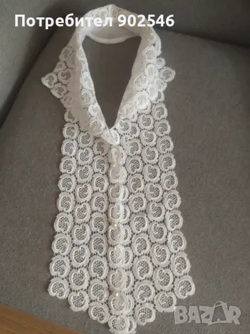 Ретро дамска яка с платка, рязана бродерия 