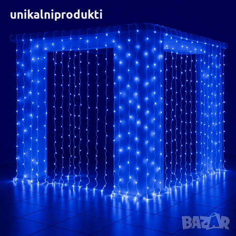 Професионални външни завеси коледни лампички  6м х 2м с ФЛАШ ЕФЕКТ най висок клас, снимка 2 - Лед осветление - 52666632
