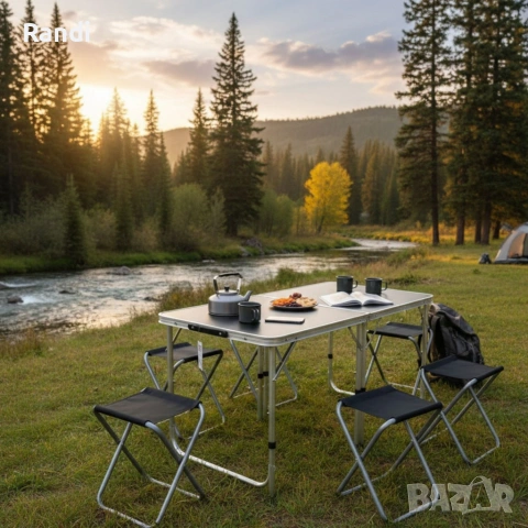 Мобилен комплект маса и 4 стола – практично решение за всяко пътуване и открито пространство, снимка 5 - Маси - 53262343