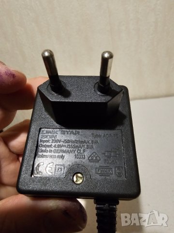 Захранване, адаптор  4,8  волта -   0,355 ампера