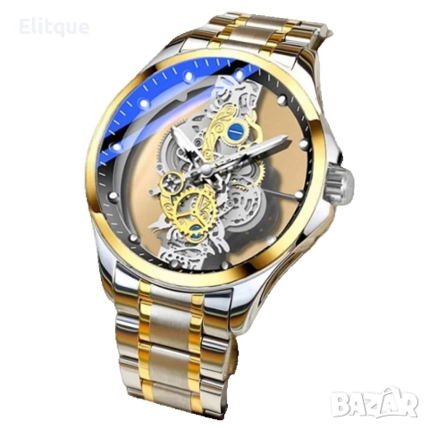 Мъжки кварцов часовник T i o n g с прозрачно покритие - Водоустойчив, снимка 6 - Мъжки - 52895798