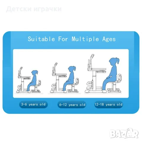 Детско бюро и столче за деца 3 -18 години, розаво, чин със стол , снимка 2 - Други - 48445996