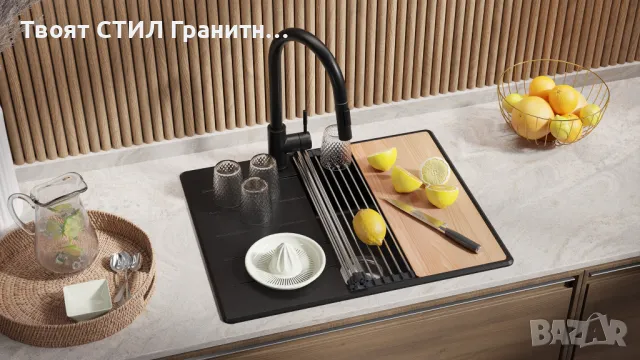 ПРОМО комплект мивка смесител сифон дозатор дърска безплатна доставка кухненска гранитна мивка , снимка 4 - Мивки - 49446093