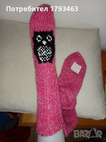 Ръчно плетени дамски чорапи с картинка размер 37, снимка 1