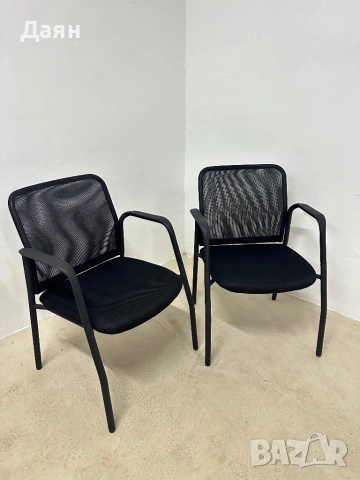 Комплект от 2 офис стола за гости за чакалня с ергономична мрежеста облегалка, снимка 3 - Столове - 53129388