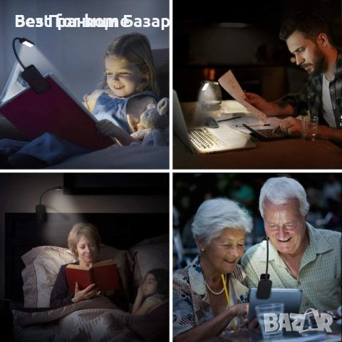 Нова OMERIL LED лампа за книга USB 3 режима 360° гъвкаво гърло, снимка 5 - Други - 53260963