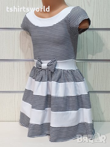 Нова детска моряшка рокличка с панделка, 12-18 месеца, снимка 3 - Бебешки рокли - 29038991