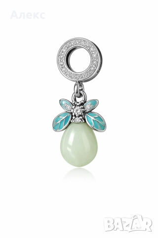 Сребърно колие със светеща светулка, снимка 3 - Колиета, медальони, синджири - 52852442