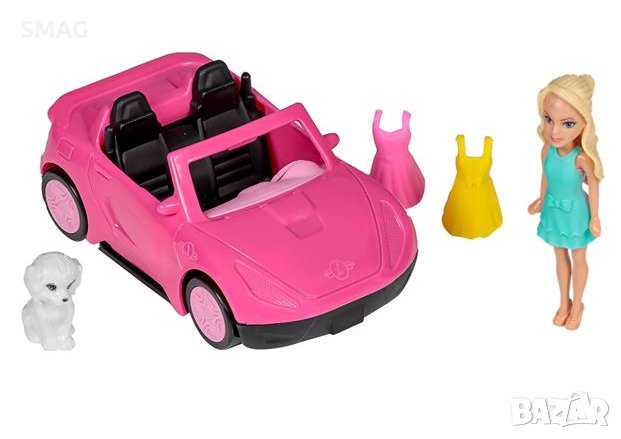 Комплект кола с мини кукла и аксесоари, снимка 1 - Кукли - 43293888