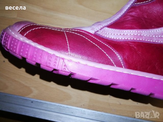 кожени ботушки розовцвят с попъл пух, снимка 2 - Детски боти и ботуши - 43299068