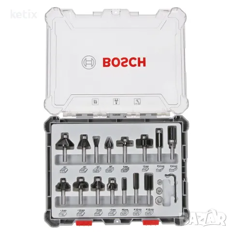 Фрезер за дърво профилен Bosch, ф 8 мм, 15 бр.