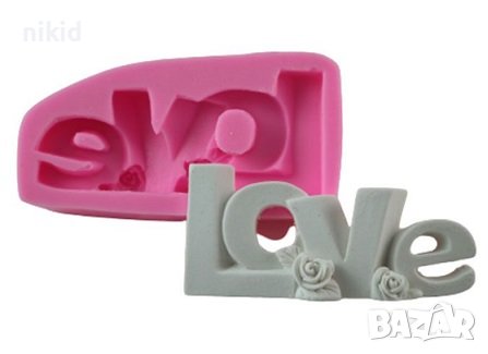 Love букви голям надпис с рози дълбок силиконов молд форма шоколад гипс декор