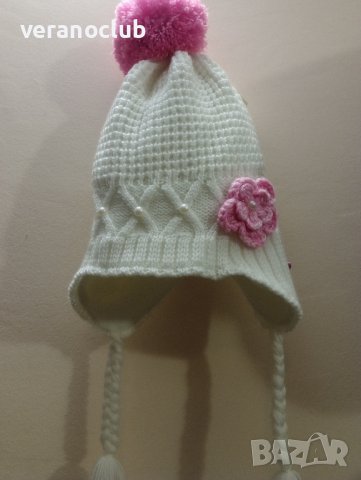 Шапка за момиче Зимна Бяла Ванилия , снимка 3 - Шапки, шалове и ръкавици - 43662021