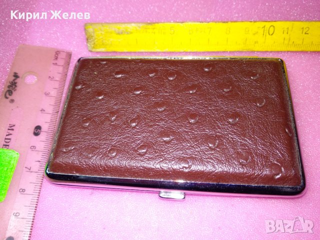 МОДНА СТИЛНА ИЗИСКАНА МЕТАЛНА ТАБАКЕРА с КОЖА 42952