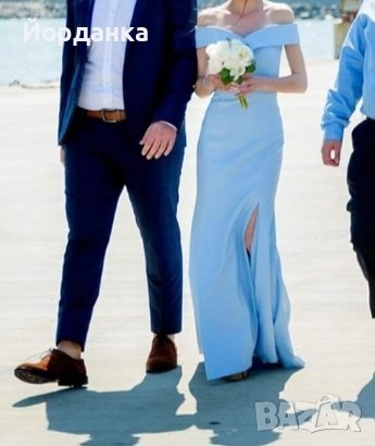 Дълга елегантна рокля в небесно синьо ,XS-S , снимка 5 - Рокли - 40529502