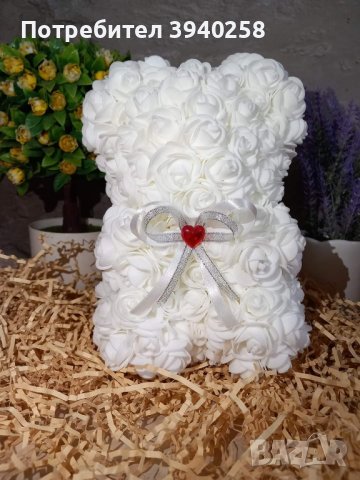 Мече от вечни рози , подарък за жена , снимка 2 - Подаръци за жени - 43706342