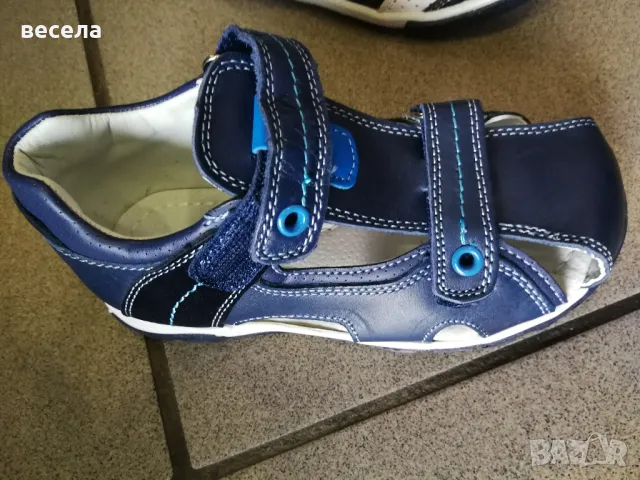 сандали за момчета син цвят с залепване 
