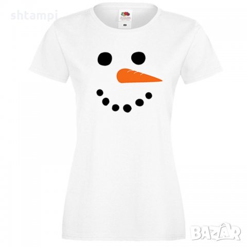 Дамска тениска Коледа snowman face, снимка 5 - Тениски - 34691050