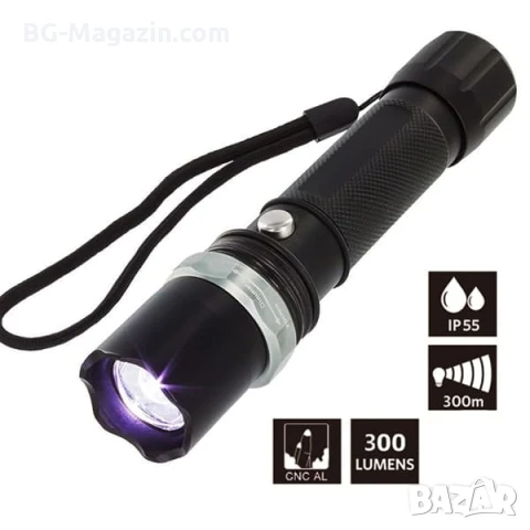 Мощен полицейски акумулаторен лед фенер CREE LED презареждаем регулируем фокус лов риболов къмпинг, снимка 4 - Къмпинг осветление - 51027702