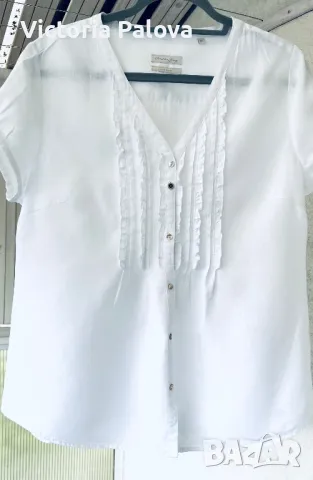 Бяла ленена блуза-риза CHRISTIAN BERG, снимка 18 - Ризи - 49875455